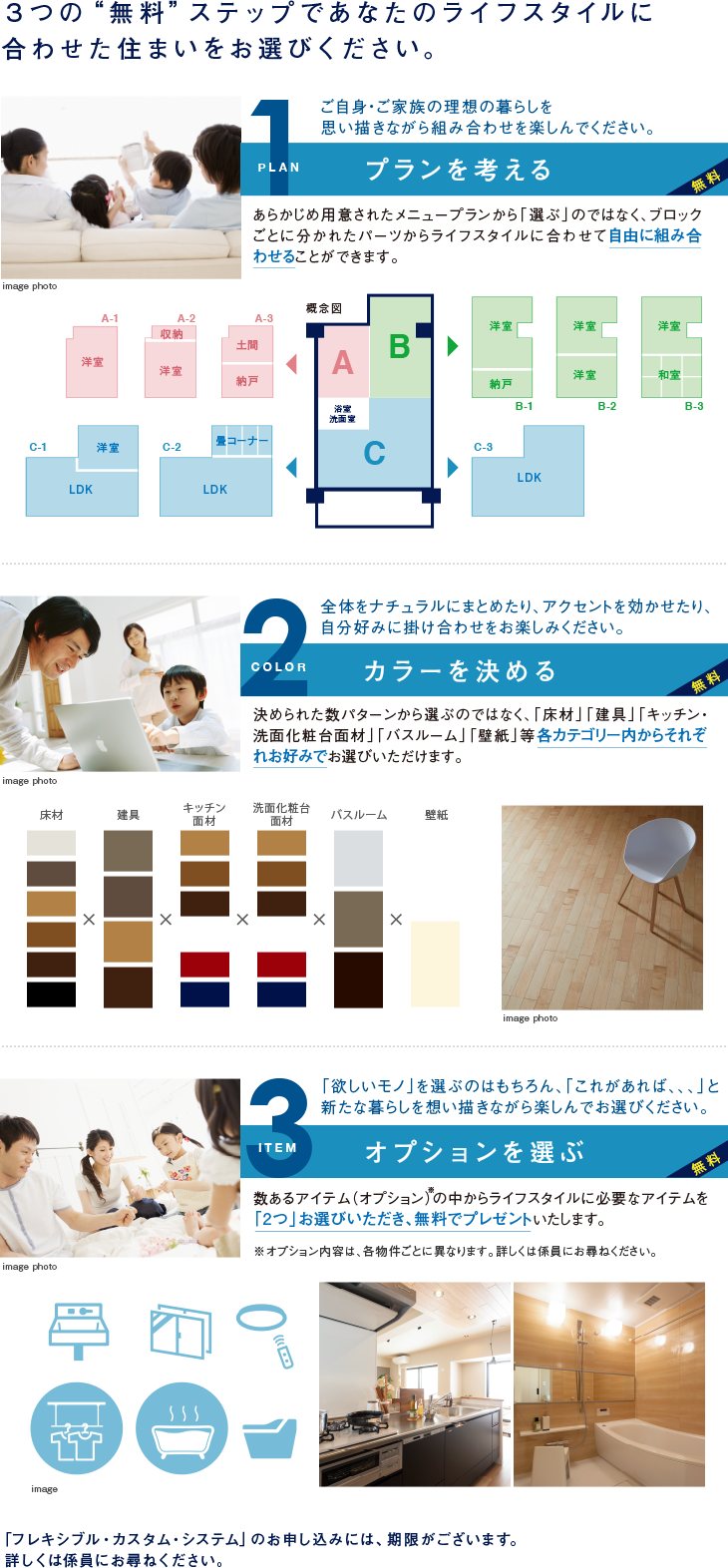 ３つの“無料”ステップであなたのライフスタイルに合わせた住まいをお選びください