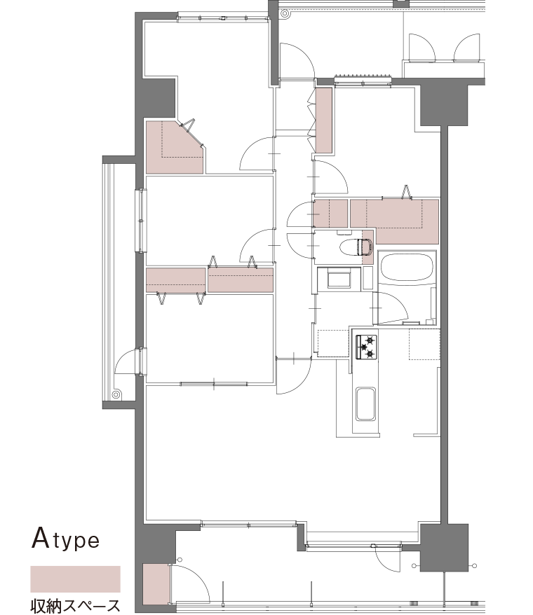 Aタイプの収納スペース