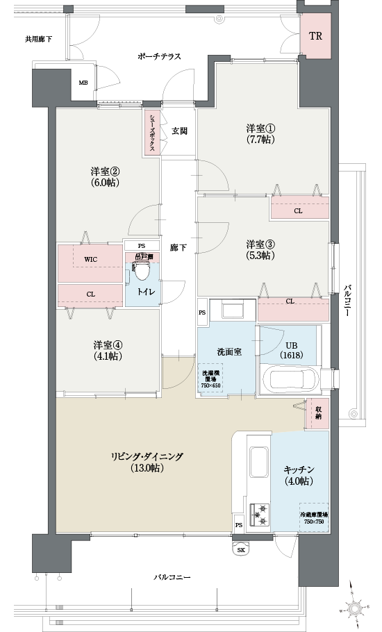 Hタイプ間取図