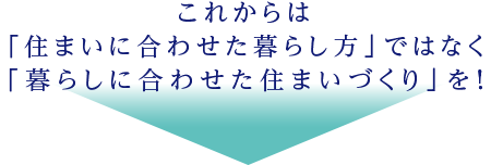 住まいに合わせた暮らし方ではなく、暮らしに合わせた住まいづくりを！