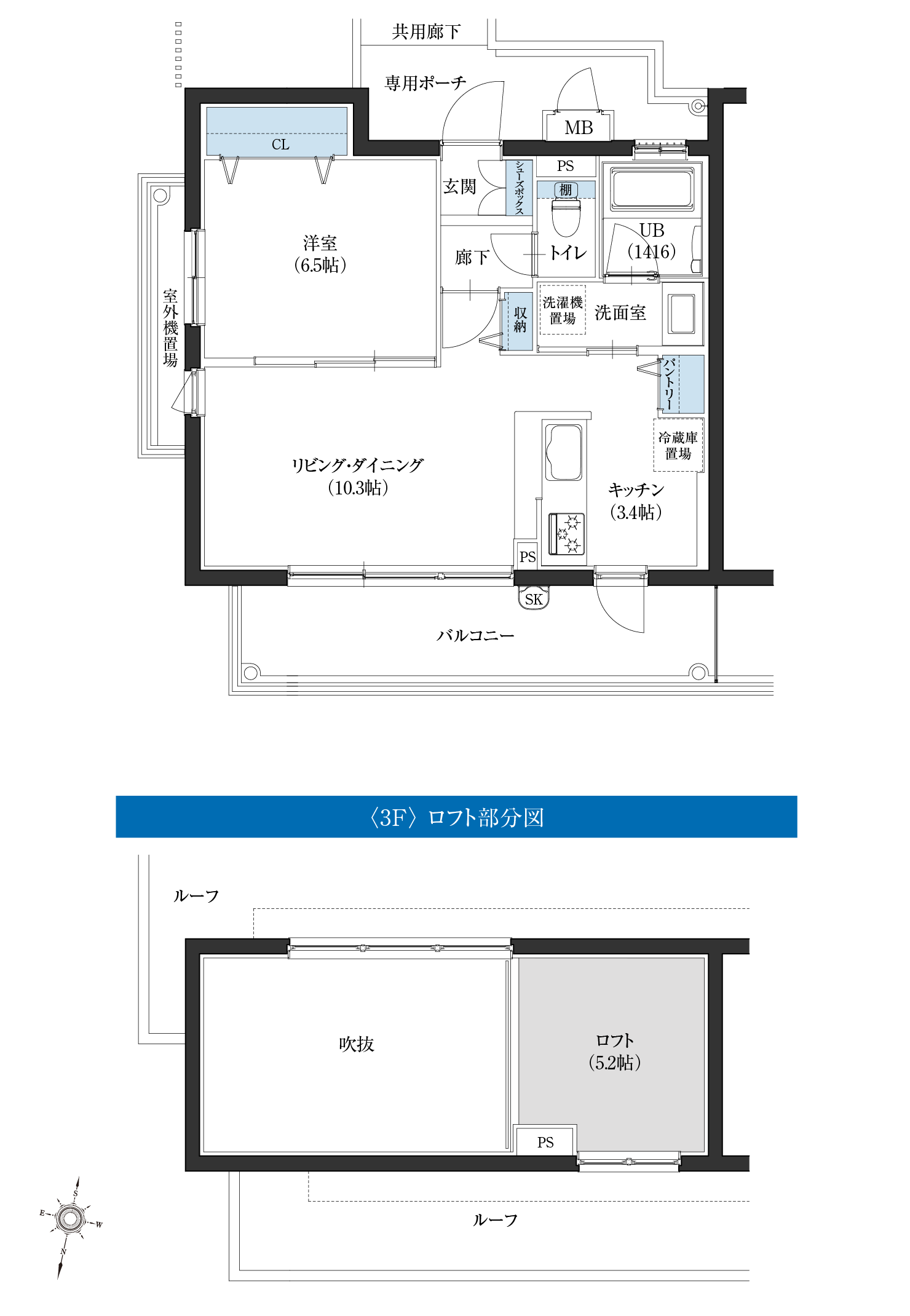 Lタイプ間取図3f