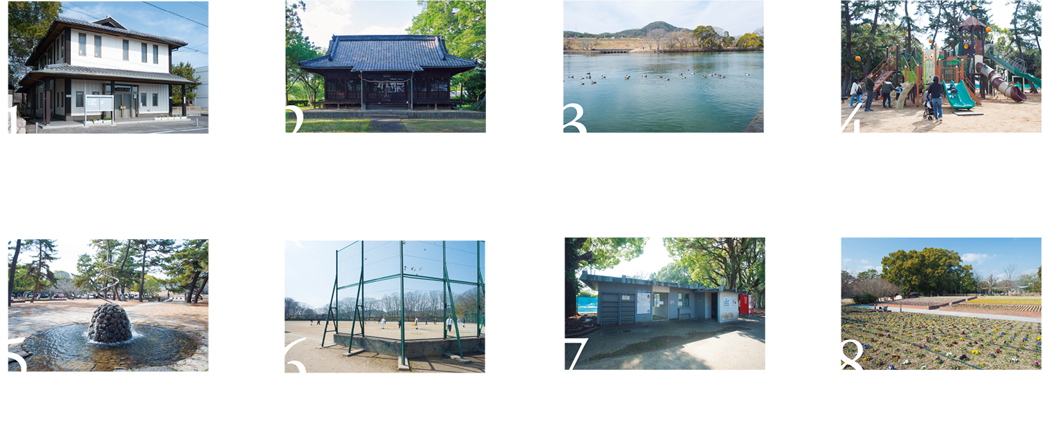 酒津公園内の様々な設備の写真